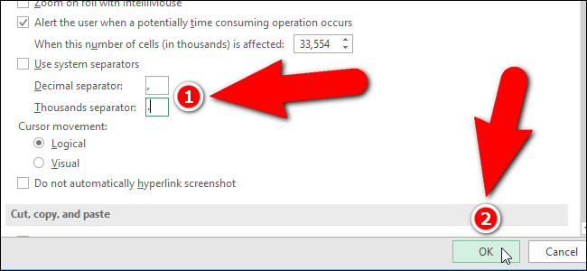 Задайте новые разделители