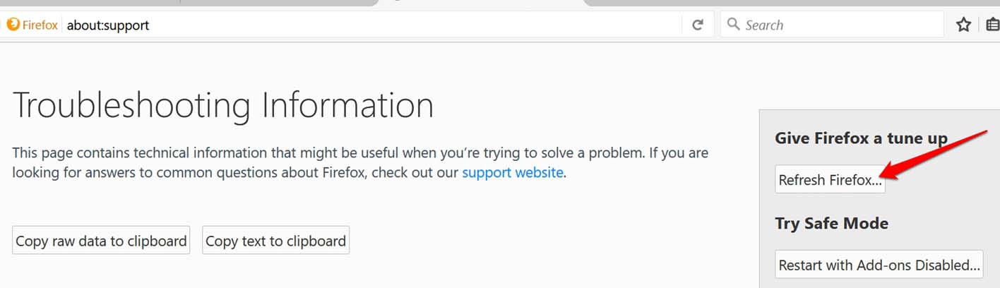 Кнопка «Обновить Firefox»