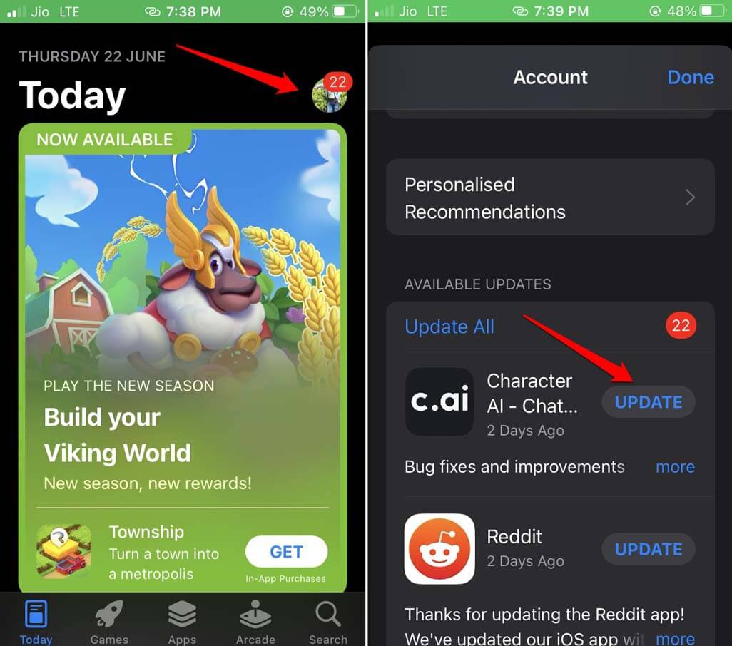 Mettre à jour Character AI sur iOS
