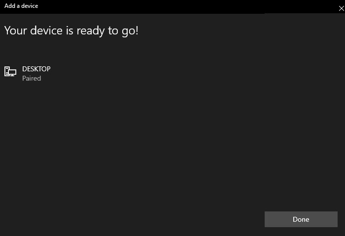 Сообщение о готовности устройства к использованию