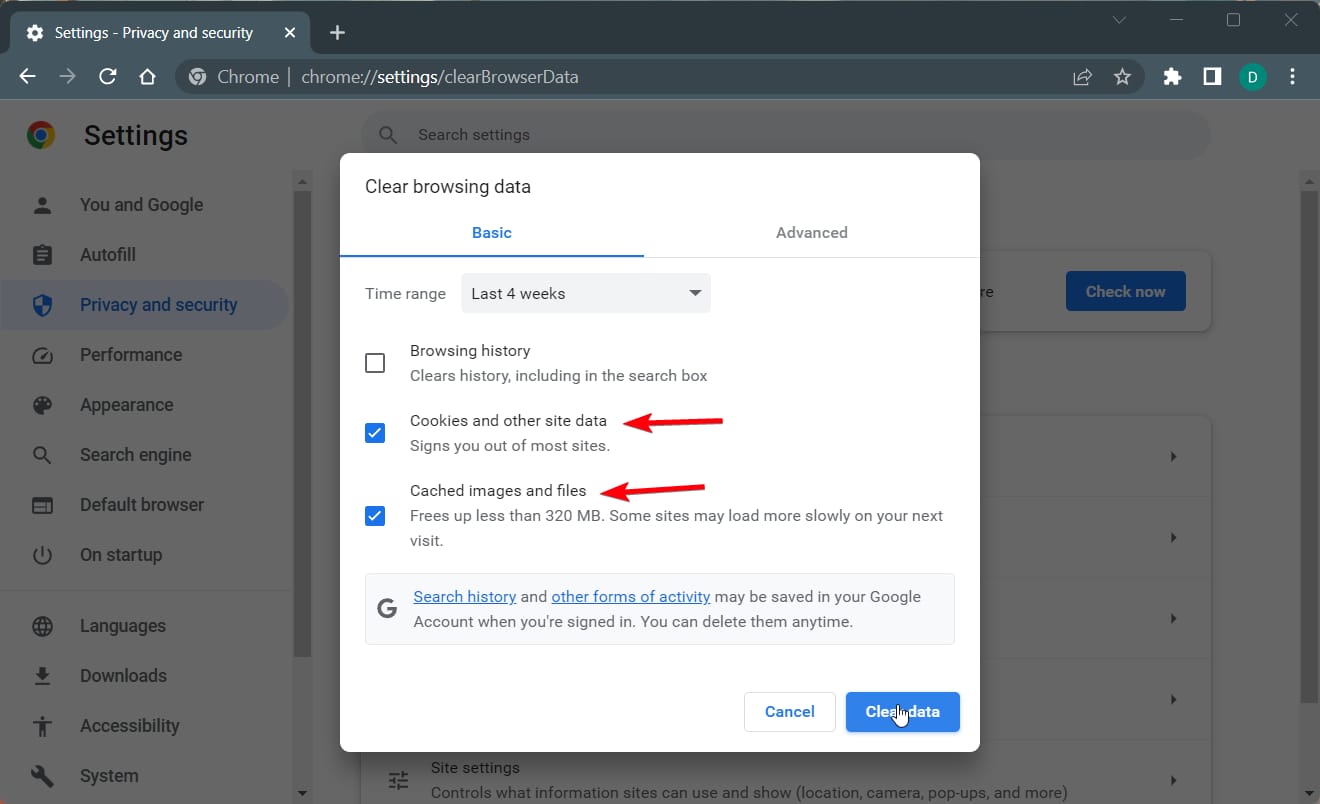 Очистка кэша и куки