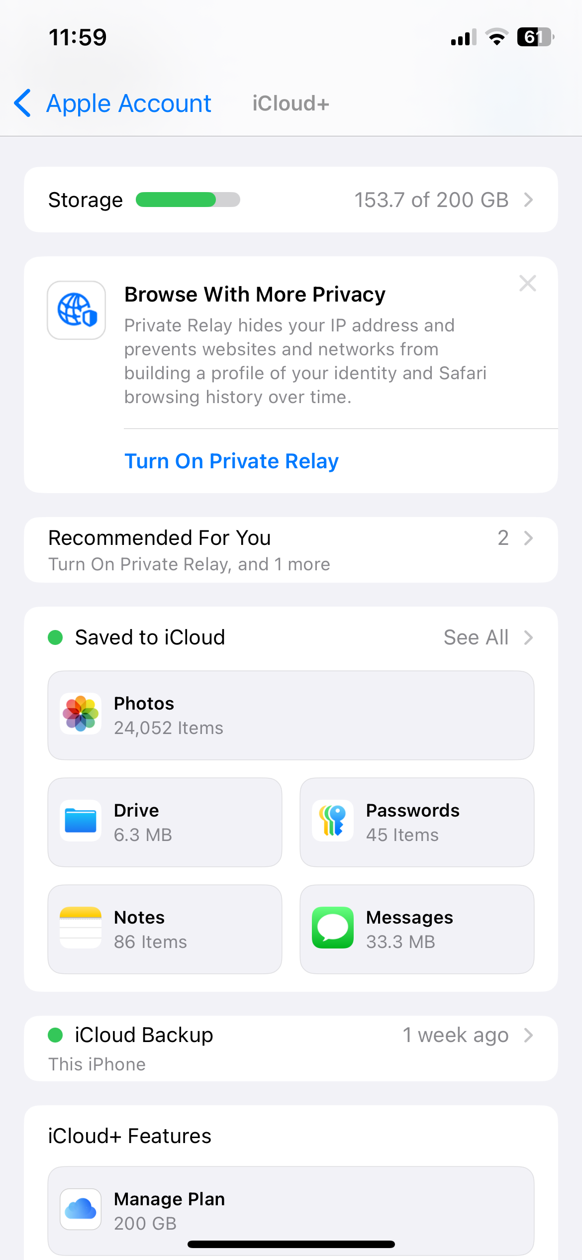 Настройки iCloud на iPhone