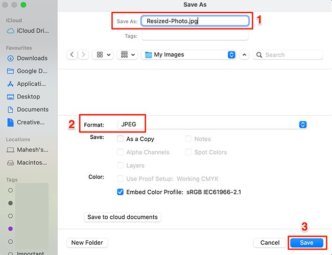 Окно «Сохранить как» — задайте имя и формат файла
