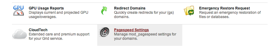 Настройки PageSpeed в панели хостинга