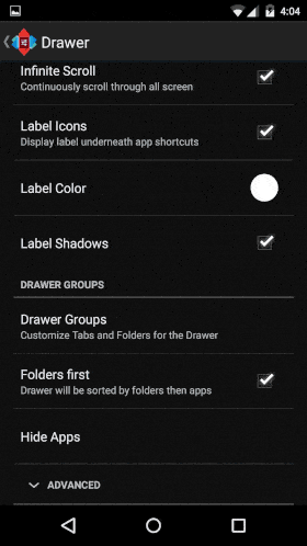 Инфинити прокрутка в меню приложений