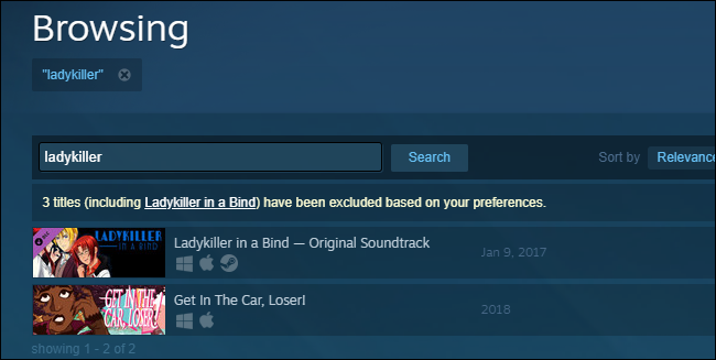 Предупреждение о содержимом перед доступом к странице товара на Steam