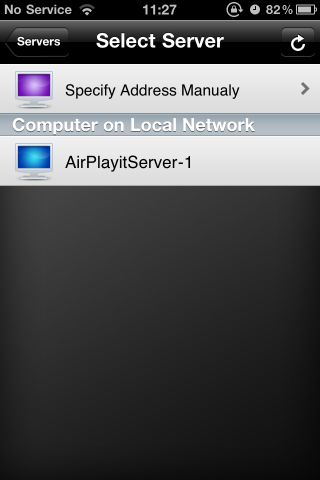 Выбор локального сервера в клиенте Air Playit