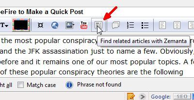 Кнопка Zemanta в интерфейсе ScribeFire