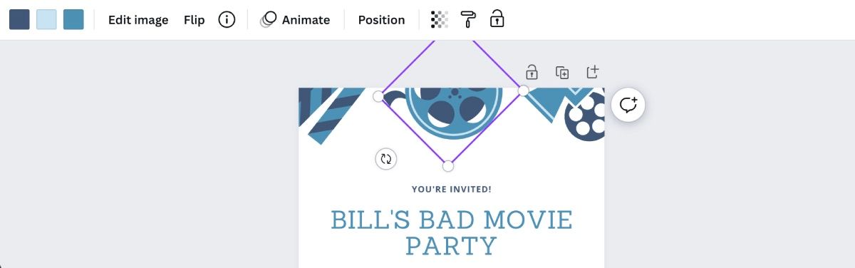 Выделение визуального элемента в макете Canva