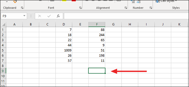 Пустая ячейка для результата