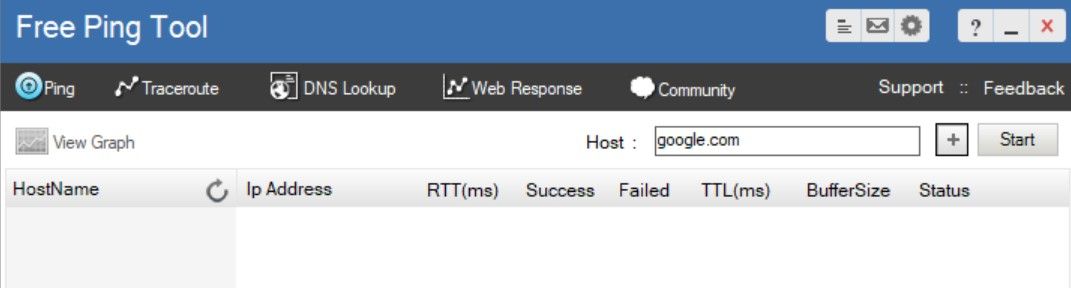 Нажмите на плюс после добавления имени или адреса хоста в Free Ping Tool