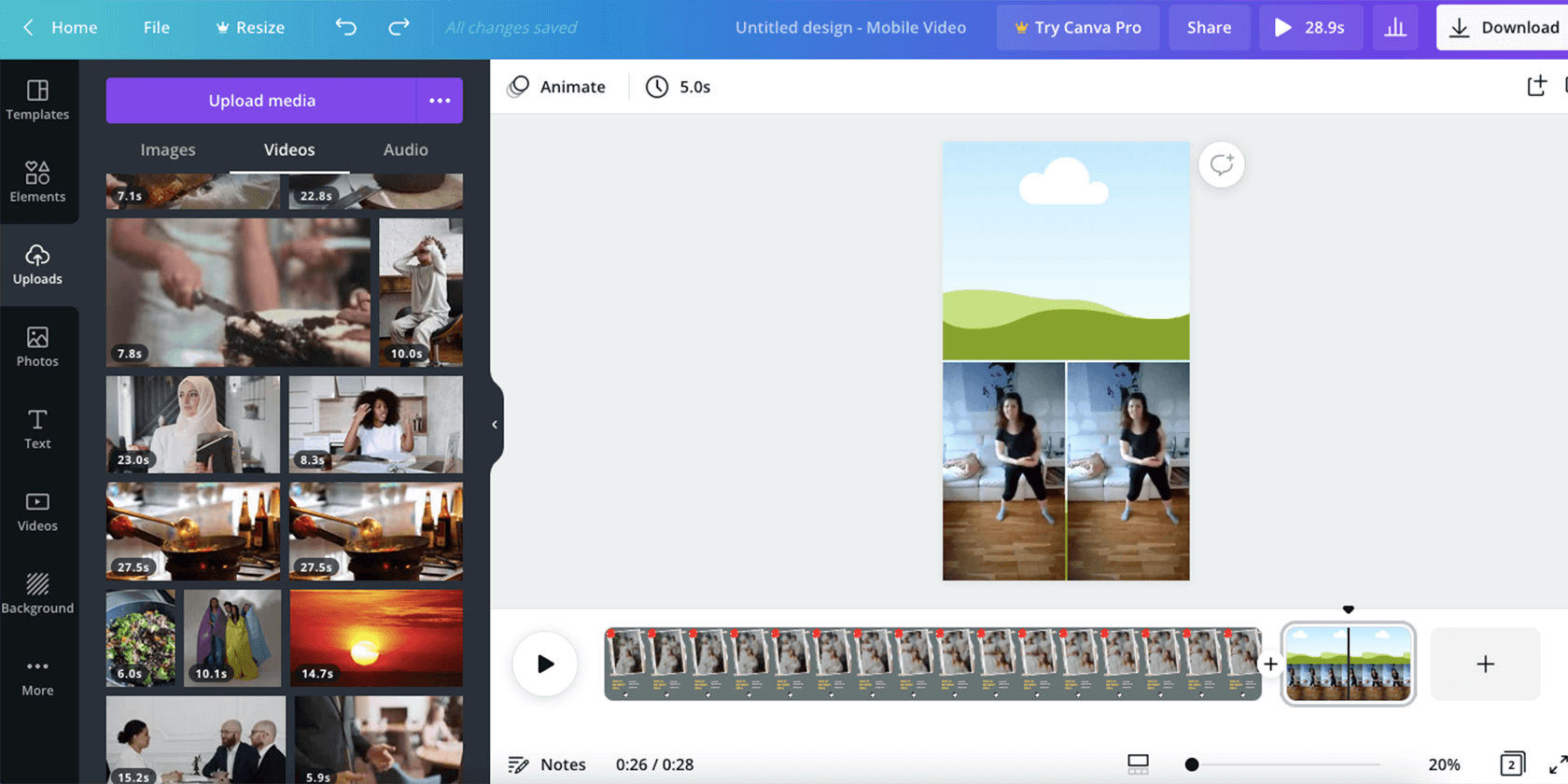 Добавление медиа и элементов в Canva