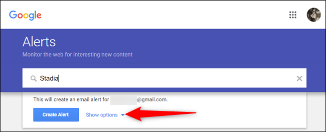 Изображение: диалог создания оповещения с кнопкой «Показать параметры»