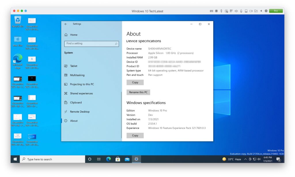 Успешный запуск Windows 10 в виртуальной машине на M1 Mac