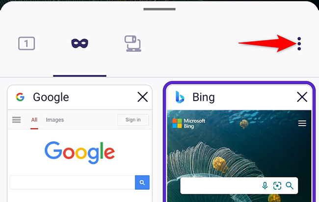 Нажмите значок трёх точек в правом верхнем углу Firefox