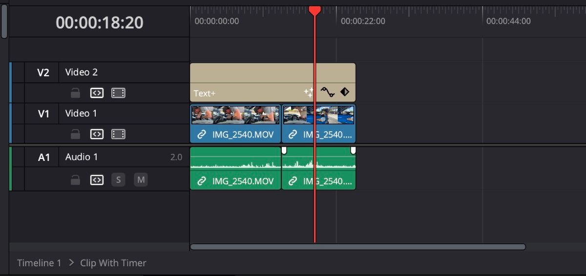 Открыт Compound Clip в отдельном таймлайне DaVinci Resolve