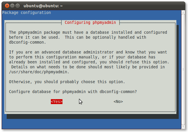Выбор создания базы данных по умолчанию