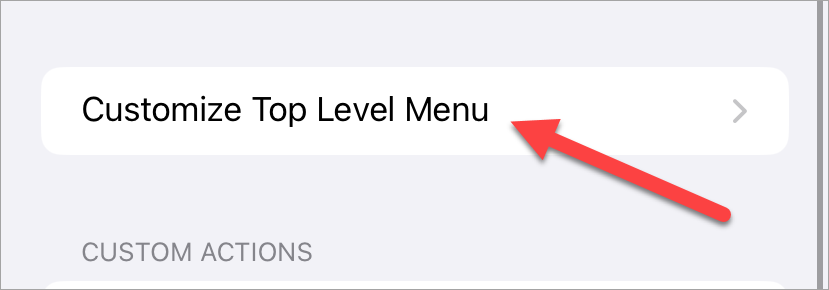 Скриншот настройки верхнего уровня меню AssistiveTouch