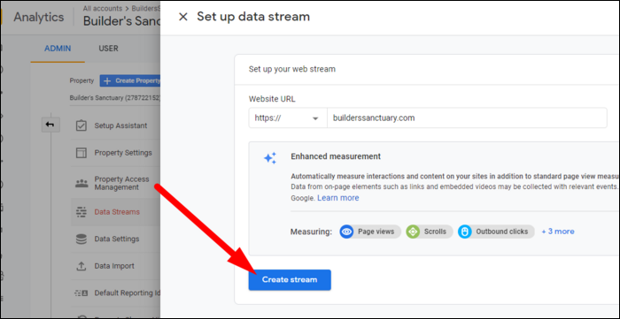 Настройка идентификатора отслеживания и создание потока.