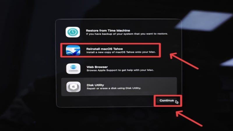 Reinstall macOS в режиме восстановления
