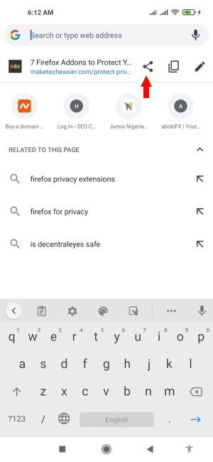 Нажмите адресную строку, чтобы поделиться