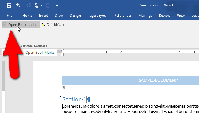 Кнопка Open Bookmarker в секции Пользовательские панели