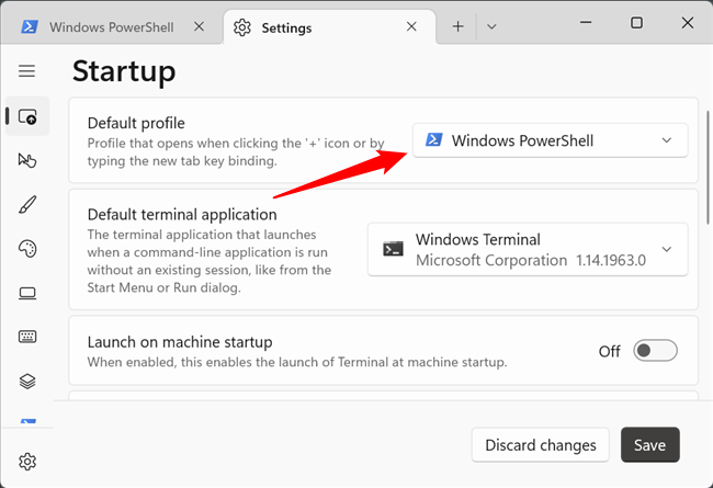 Выбор профиля по умолчанию: PowerShell, Command Prompt, Azure Cloud Shell.
