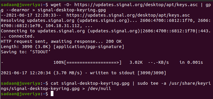 Добавление ключей подписи Signal