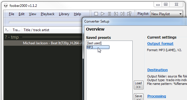 Извлечь MP3 из MP4 — Foobar2000 и онлайн