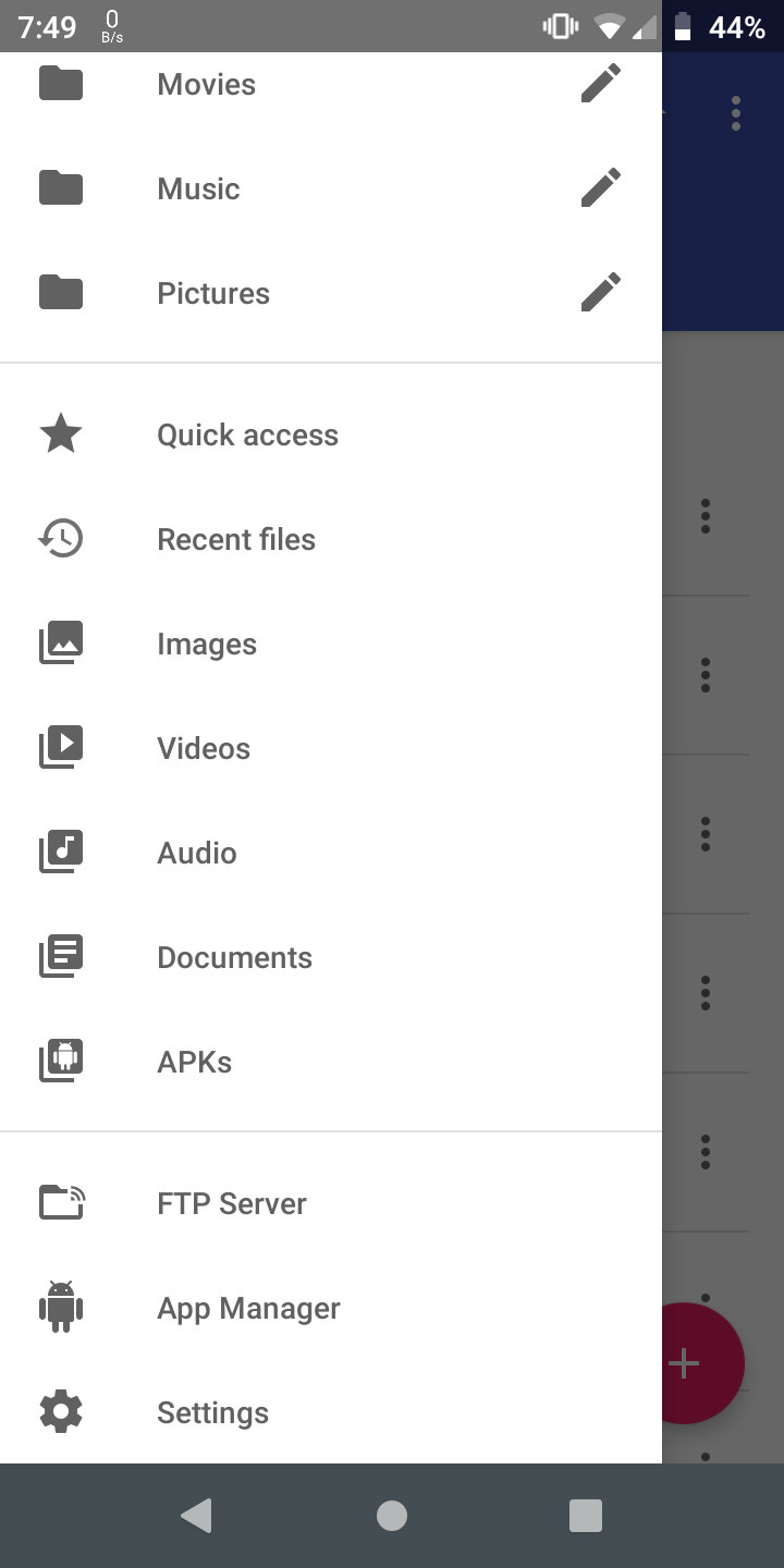 Расположение опции FTP Server в Amaze