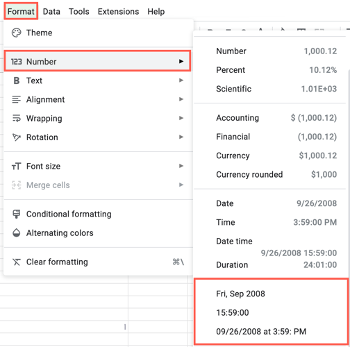 Панель недавних форматов