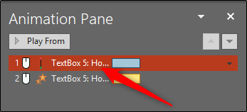 Панель анимации с выбранной траекторией вверх