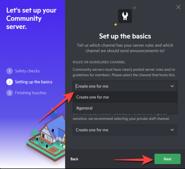 Выберите каналы для правил и обновлений сообщества