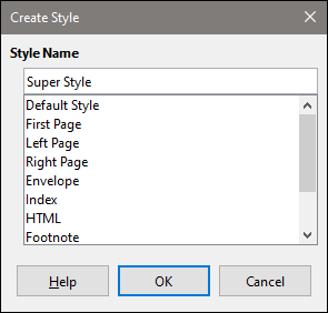 Созданный стиль в списке с примером применения