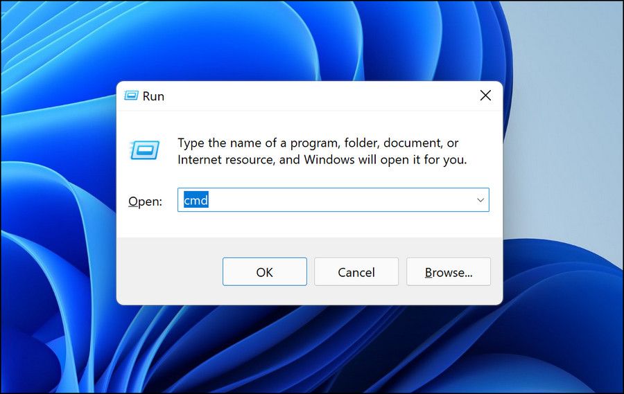 Окно 'Выполнить' с cmd