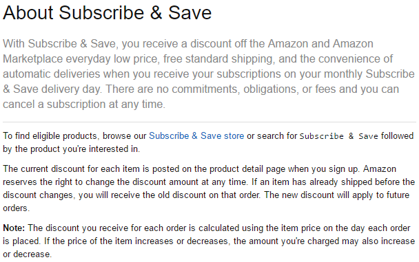 Amazon Subscribe & Save — регулярные подписки и скидки