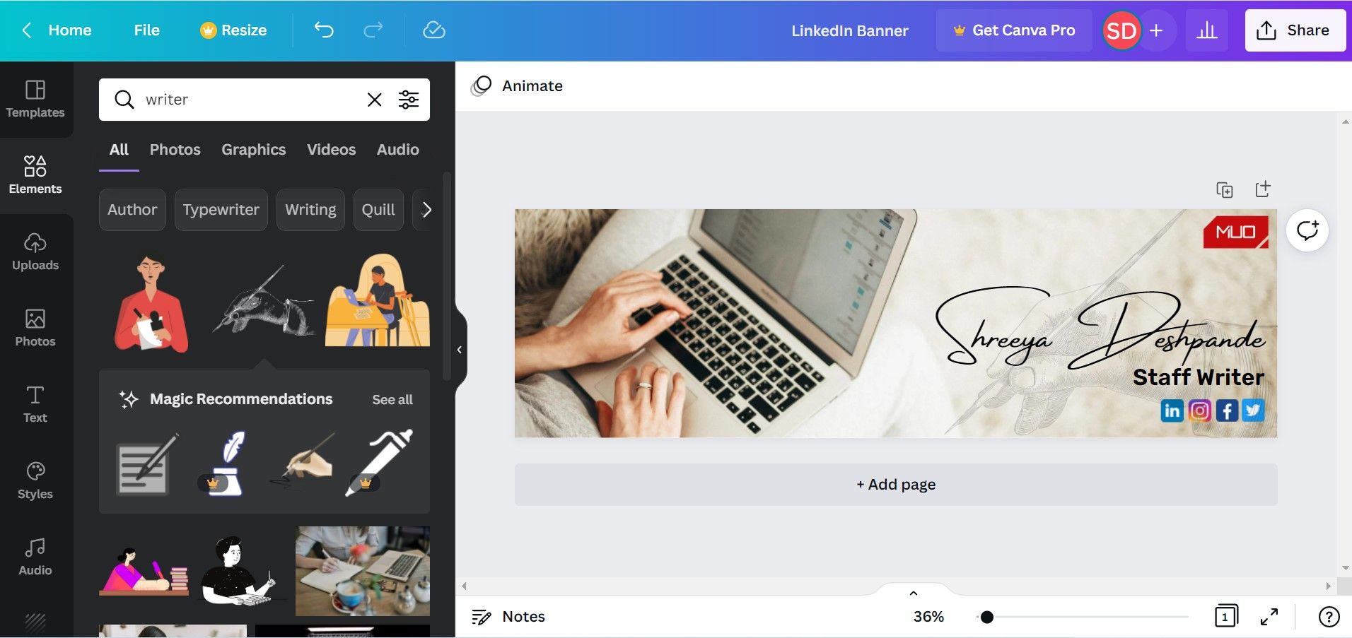 Добавление логотипа компании на баннер в Canva
