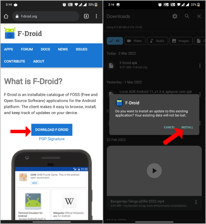 установка fdroid на android
