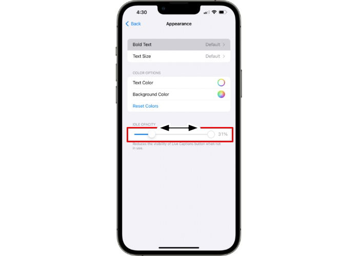 Слайдер прозрачности иконки виджета