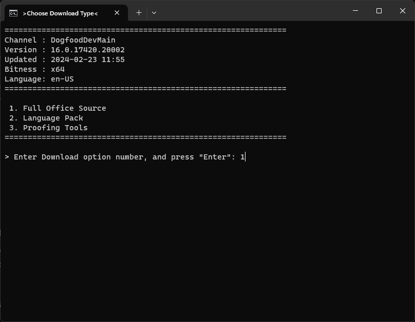 Пункт меню Full Office Source выделен в генераторе