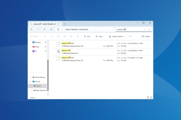 Исправление ошибки wscsvc.dll в Windows