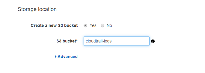 Укажите имя бакета для хранения логов