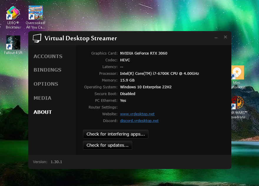 Virtual Desktop — приложение сервера на ПК
