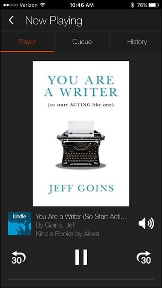 Просмотр книги и кнопка воспроизведения для чтения Alexa