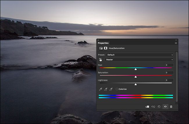 Слой насыщенности: интерфейс с ползунком