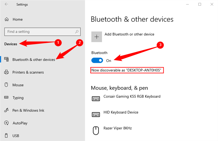 Включение Bluetooth в Windows 10