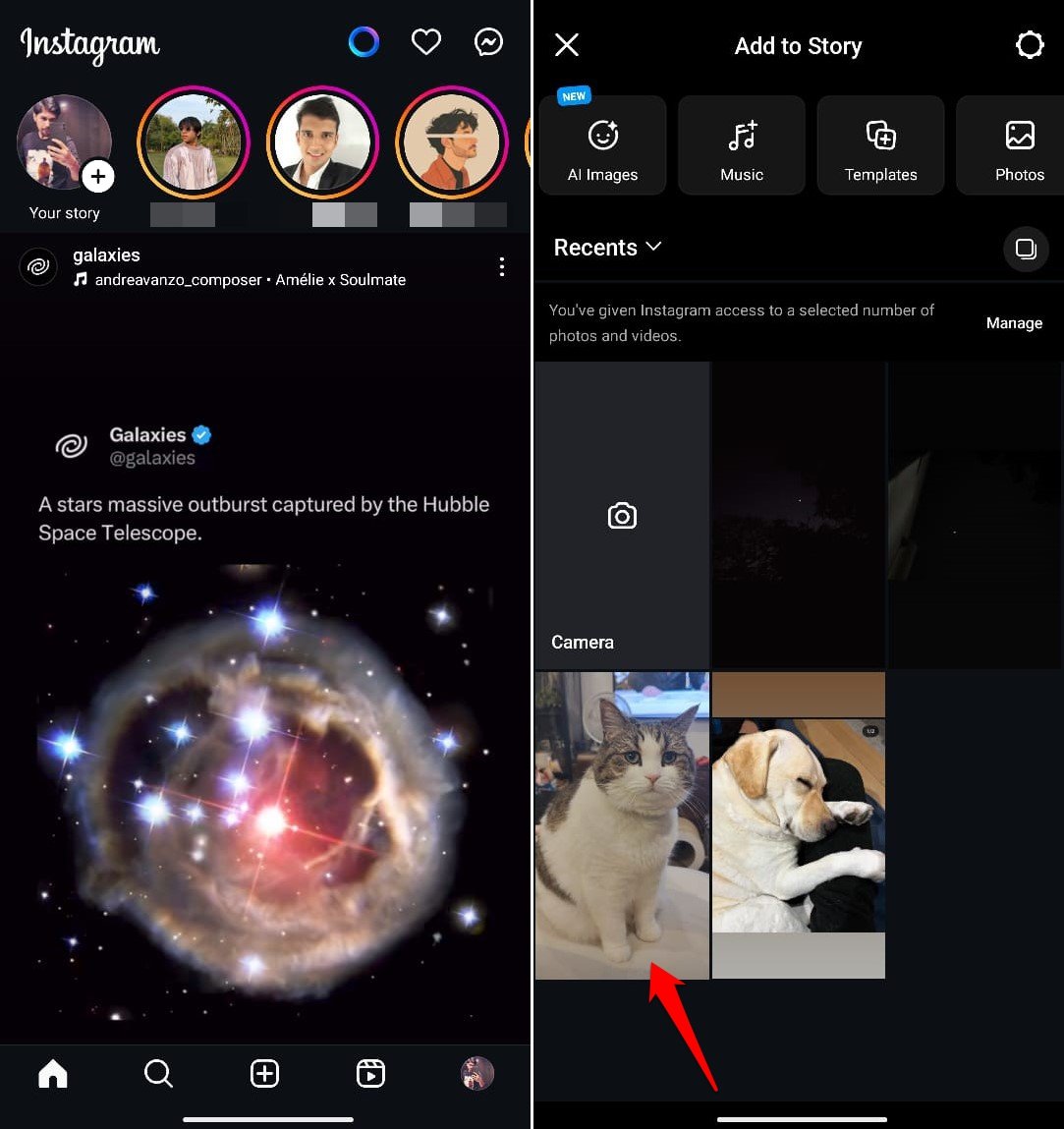 Выбор фонового изображения для истории Instagram
