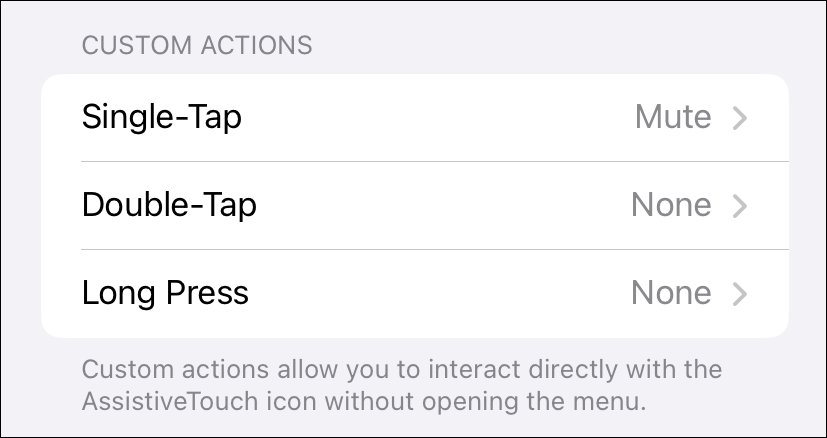 Выбор одиночного, двойного или длительного нажатия для быстрого запуска действия.
