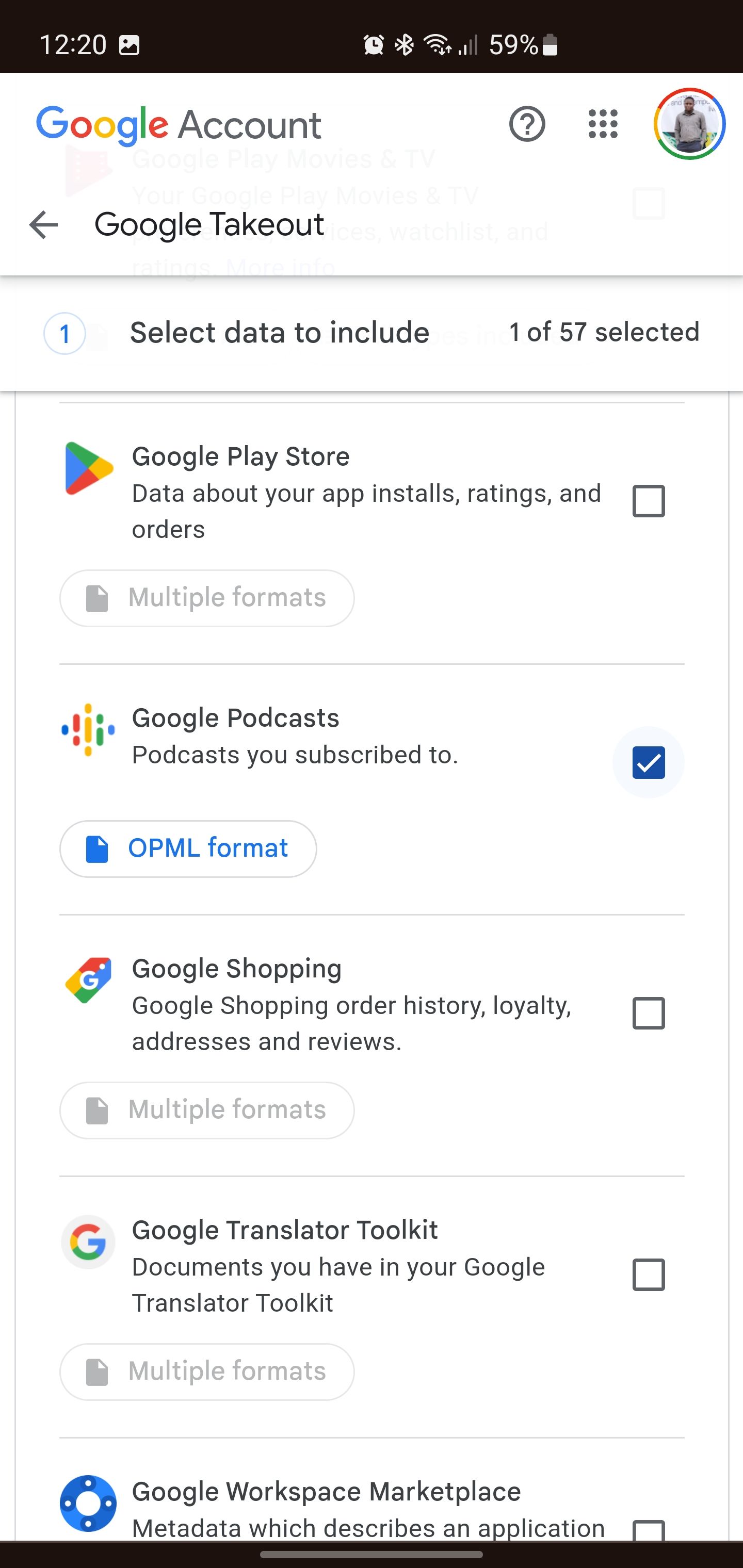 Google Podcasts в Google Takeout