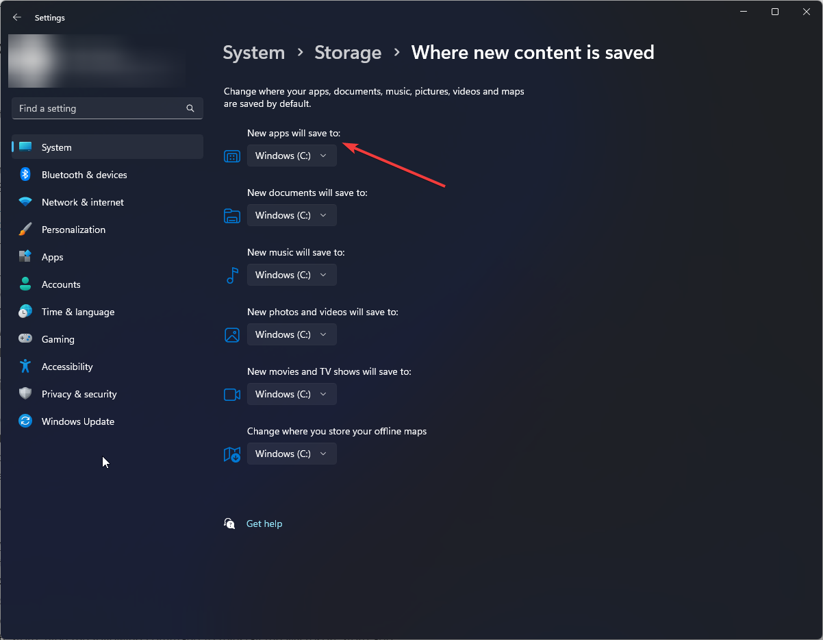 Выбор диска для новых приложений